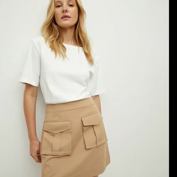 Veronica Beard Dresses & Skirts - Veronica Beard Elowyn Mixed Media Dress White/Khaki Size L